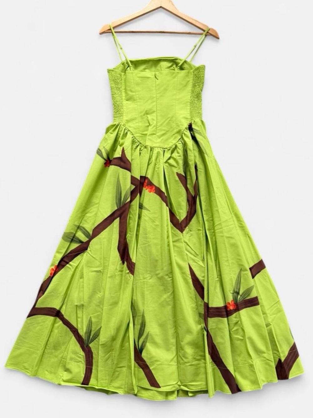 NWT FARM RIO Green Birds Smocked Maxi Dress - Picture 7 of 13